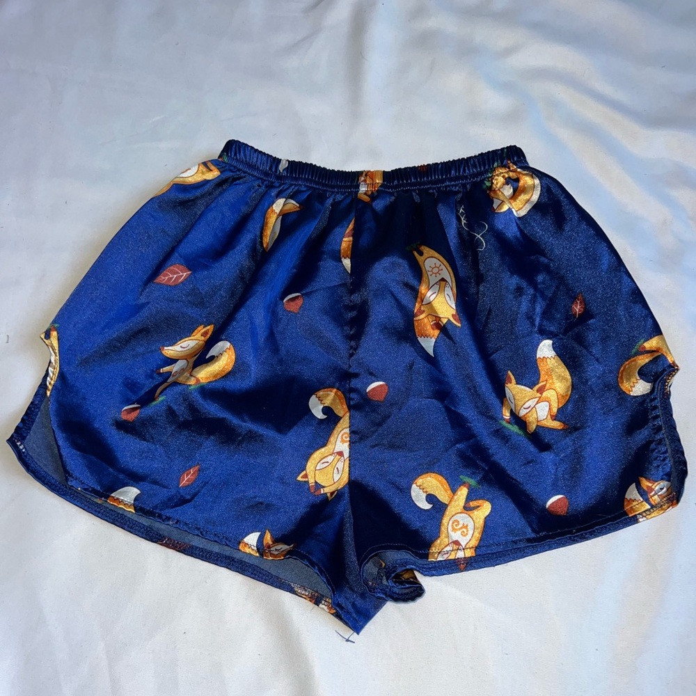 Women’s Blue Fox Print Satin Shorts
